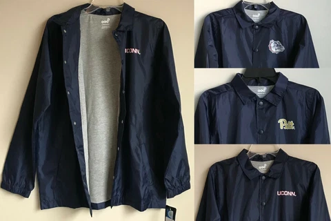 New NCAA Youth Wind Jacket Diff Teams Navy Blue Boy's Rain Shirt Snap Button Cover