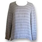 Flax Womens Linen Top Sz P Gray Woven Stripe Shirt Lagenlook Coastal Minimalist