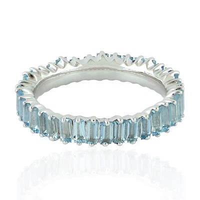 2.05ct Baguette Aquamarin Zacken Set Ehering 18K Weiss Gold - Bild 1 von 4