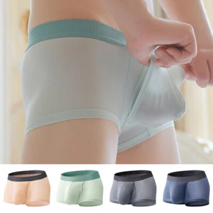Sexy Men's Cool Breathable Underwear Soft Ultra-thin Boxer Brief Trunks Shorts - Picture 1 of 26