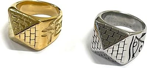 Pyramid Ring 18K Real Gold Plated Silver Stainless Steel Jewelry pinky Mens - Picture 1 of 1