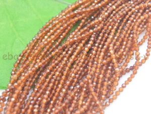 Genuine Natural Garnet 2mm Faceted Orange Gemstone Round Loose Beads 15.5" AA - Picture 1 of 4