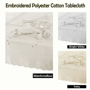 3 Color Choice - Embroidered Tablecloth - RECTANGLE 6, 6-8, 8-10, 10-12 Seaters - Picture 1 of 4