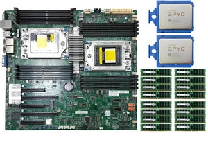 Supermicro H11DSi-NT Motherboard + 2x AMD EPYC 7601+16x Samsung 32GB 2666MHz RAM - Afbeelding 1 van 4
