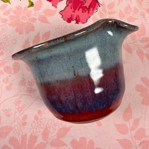 Pottery Art Mini Krug rot blau lila glasiert signiert vom Hersteller glänzend - Bild 1 von 12