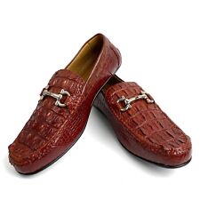 Men's Shoes 10 Crocodile Leather Loafer Alligator Slip-On Casual Penny Loafer