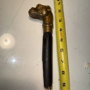 Vintage Brass Bulldog Handle Wooden Walking Stick Victorian Gift Cane Broken - Picture 1 of 5
