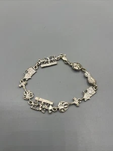 Bracciale Charleston SC Charm Link Argento Sterling Lungo 7” #Y90 - Foto 1 di 14