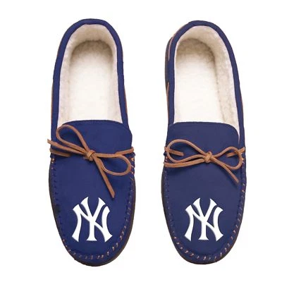 MLB New York Yankees Men's Colored Moccasin Hard Slippers-New - Image 1 of 4