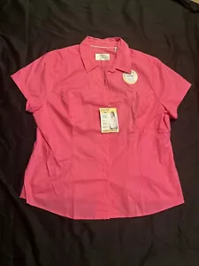 NWT Lee Riders Women’s Button Up Top Pink Plus Size XXL Short Sleeve Barbiecore - Picture 1 of 9