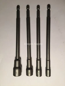 New 4pc 6" LONG MAGNETIC NUT DRIVER SET w / quick release hex shank - Picture 1 of 2