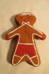 1969 CHRISTMAS CREATIONS GINGERBREAD PAPER MACHE MICA GLITTER ORNAMENT JAPAN - Picture 1 of 3