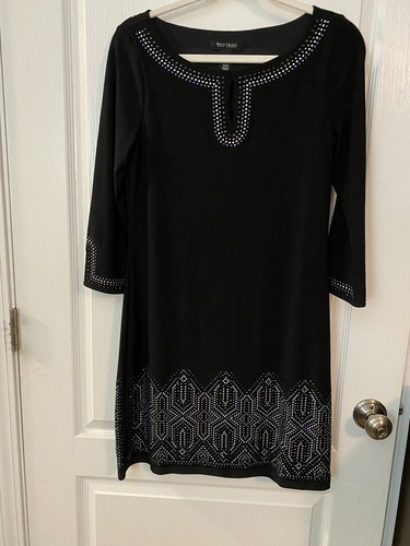 VETEMENTS Abito da mercato nero Casa Bianca donna piccolo dettaglio perline nero maniche 3 4