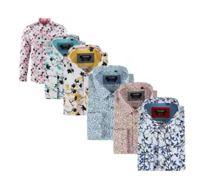 Mens Floral Paisley Print Cotton-poly Long Sleeve Shirts Casual/Formal S-2XL - Picture 1 of 10