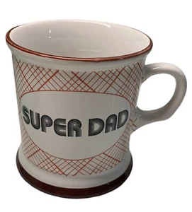Vintage Tasse Super Dad Orange Braun Retro Nachricht Becher Made in Japan 10 oz - Bild 1 von 5