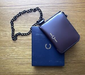 BNWT Sealed Fred Perry Chain Leather Zip Around Wallet Guaranteed Original