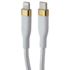 S. Simple 10 Foot USB-C to  8-Pin Tough-Knit Braided Cable - White/Gold - Picture 1 of 1