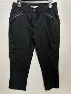 NWOT Kenneth Cole Women’s Black Dressy Cargo Pants w/ 6 Pockets Size 8 - Image 1 of 4