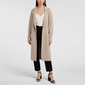 J. Crew Women's Size S Ella Open Front Sweater Coat Tan Long Trench Old Money - Picture 1 of 12