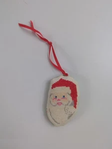 Vintage Needlepoint Santa Claus Christmas Ornament 1.5" x 3" - Picture 1 of 2