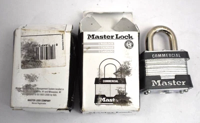 Lot of 2 Master Lock Commercial Padlocks 3/4" Shackle No 3 No Keys Security - Image 1 of 4