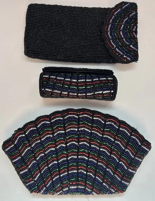 Bolso de Noche con Cuentas Neiman Marcus Años 80 Hecho a Mano Cóctel Bolso sin asas Cartera CONJUNTO DE 3 Foto 1 de 4