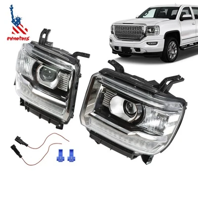 Faros proyectores LED DRL para GMC Sierra 1500 2500HD 3500HD 2014-2018 Foto 1 de 4