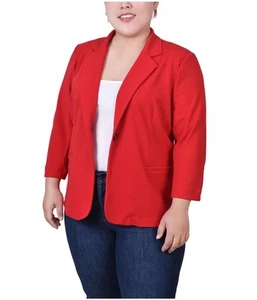 NY Collection Womens Scuba Crepe Blazer Jacket, Red, Plus Size, 2X - Picture 1 of 1