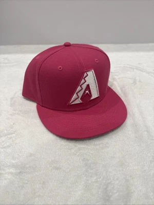 Men's New Era Pink Arizona Diamondbacks White Logo 59FIFTY Fitted Hat. 7 3/4 - Image 1 of 4