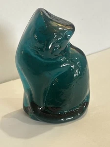 Blenko 2025 Katze Cerulean blau Briefbeschwerer Figur 4" groß - Bild 1 von 6