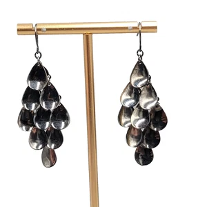 Schwarz Metall Chandelier Ohrringe Ohrhänger Statement 2 Zoll - Bild 1 von 7