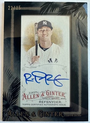 2016 Topps Allen & Ginter Mini Baseball Auto #AGA-RR Rob Refsnyder 22/25 (RC) AU - Image 1 of 2