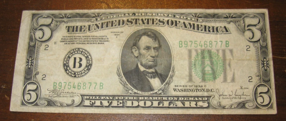 $5 1934 Federal Reserve Note - Image 1 of 4
