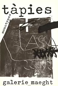 ANTONI TAPIES Monotypes 29" x 19.5" Lithograph 1974 Abstract Expressionist Brown - Picture 1 of 1
