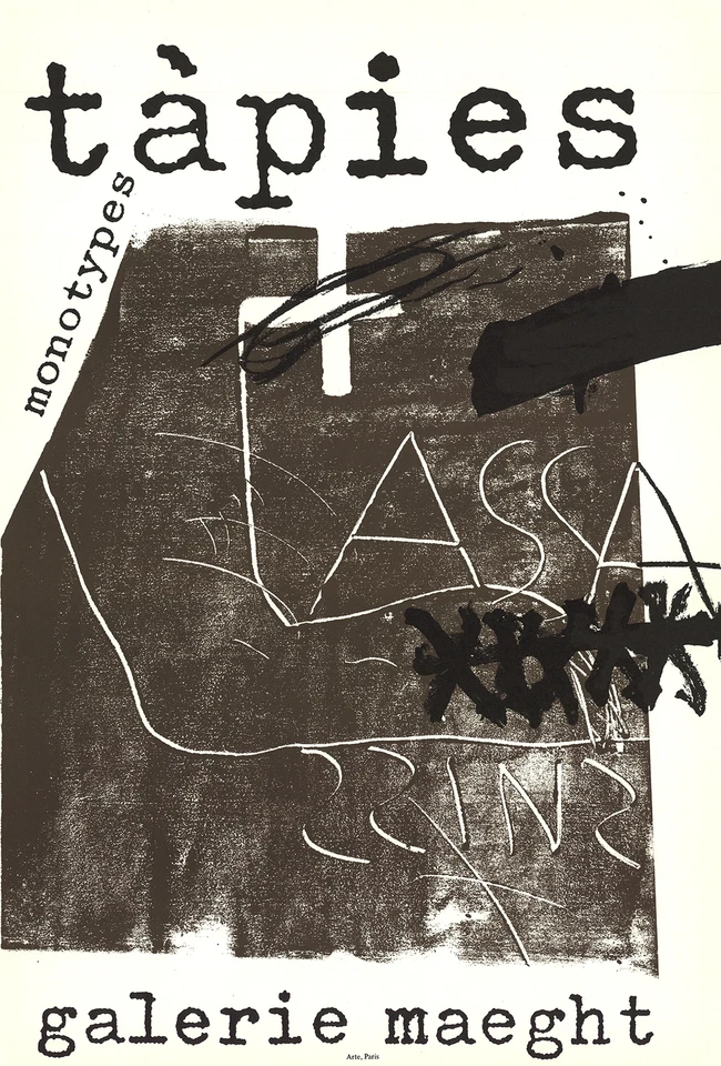 ANTONI TAPIES Monotipos 29" x 19,5" Litografía 1974 Abstracto Expresionista Marrón Foto 1 de 1