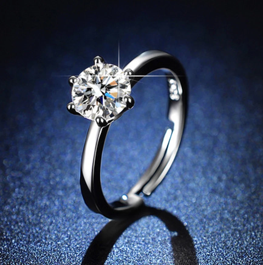 Anello solitario in argento 925 con zircone A++ di eccezionale luce FIDANZAMENTO - Immagine 1 di 1