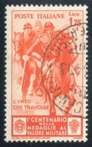1934 Königreich PO Medaillen 1,75 Lire + 1 Lira orange gebraucht signiert Kleber - Bild 1 von 1