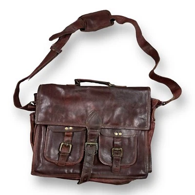 Men's Genuine Leather Vintage Laptop Messenger Handmade Briefcase Bag Satchel - Image 1 of 4