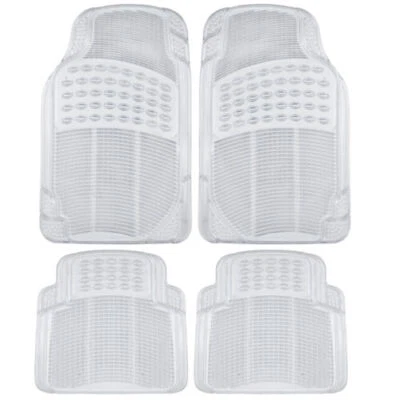 Heavy Duty Rubber All Weather Floor Mats 4 Set Safeguard Clear Car Accessories - Image 1 of 4