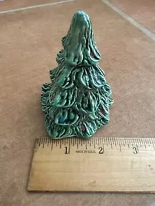 Mini statuina albero di Natale Nowell's verde con agrifoglio firmata 1985 3 5/8" vintage - Foto 1 di 5