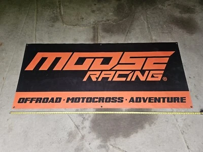 MOOSE RACING -  HUGE Banner Promo Motocross Dirtbike Racing Sponsor 84 x 36 in - Image 1 of 4