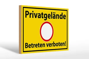 Holzschild Hinweis 30x20 cm Privatgelände Betreten Verboten Schild wooden sign - Bild 1 von 5