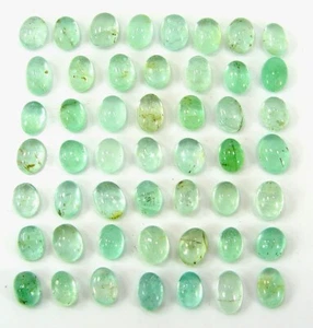 31.20 Ct Natural Green Russian Emerald Loose Gemstone 6-7 mm Cab 50 Pcs Lot-2903 - Picture 1 of 2