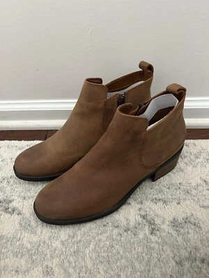 Botas de tornozelo femininas CLARKS Memi tamanho 11 M com zíper couro marrom salto bloco novas - Imagem 1 de 4