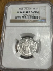 2008-W $25 PROOF PLATINUM EAGLE 1/4 OZ NGC PF 70 ULTRA CAMEO - Picture 1 of 1