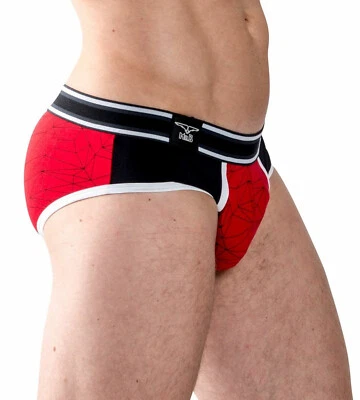 taglia S Mutande Push Up Mr B Amsterdam mod. Castro Brief sexy Slip nero rosso - Immagine 1 di 4