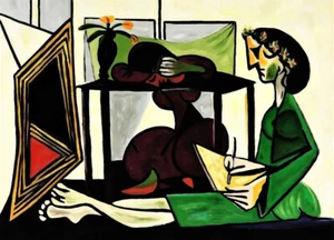 Picasso Interior with a Girl Drawing  Bild 30x42 Leinwand Collection A1PP46 - Picture 1 of 3
