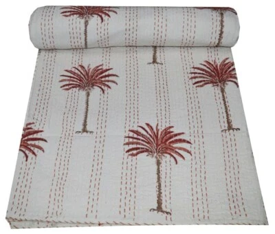 Colcha boho individual Kantha edredón bloque corredor cama vintage de algodón Foto 1 de 4