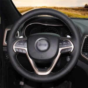 For Jeep Grand Cherokee Steering Wheel Cover Alcantara Wrap Leather Carbon E - Bild 1 von 6