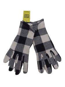 Lands End Women's Gloves M Black Checkered 100% Polyester Glove